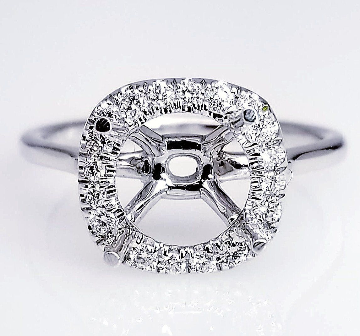 "ENGR03112" Scoop Pave Diamond Halo Engagement Ring Setting