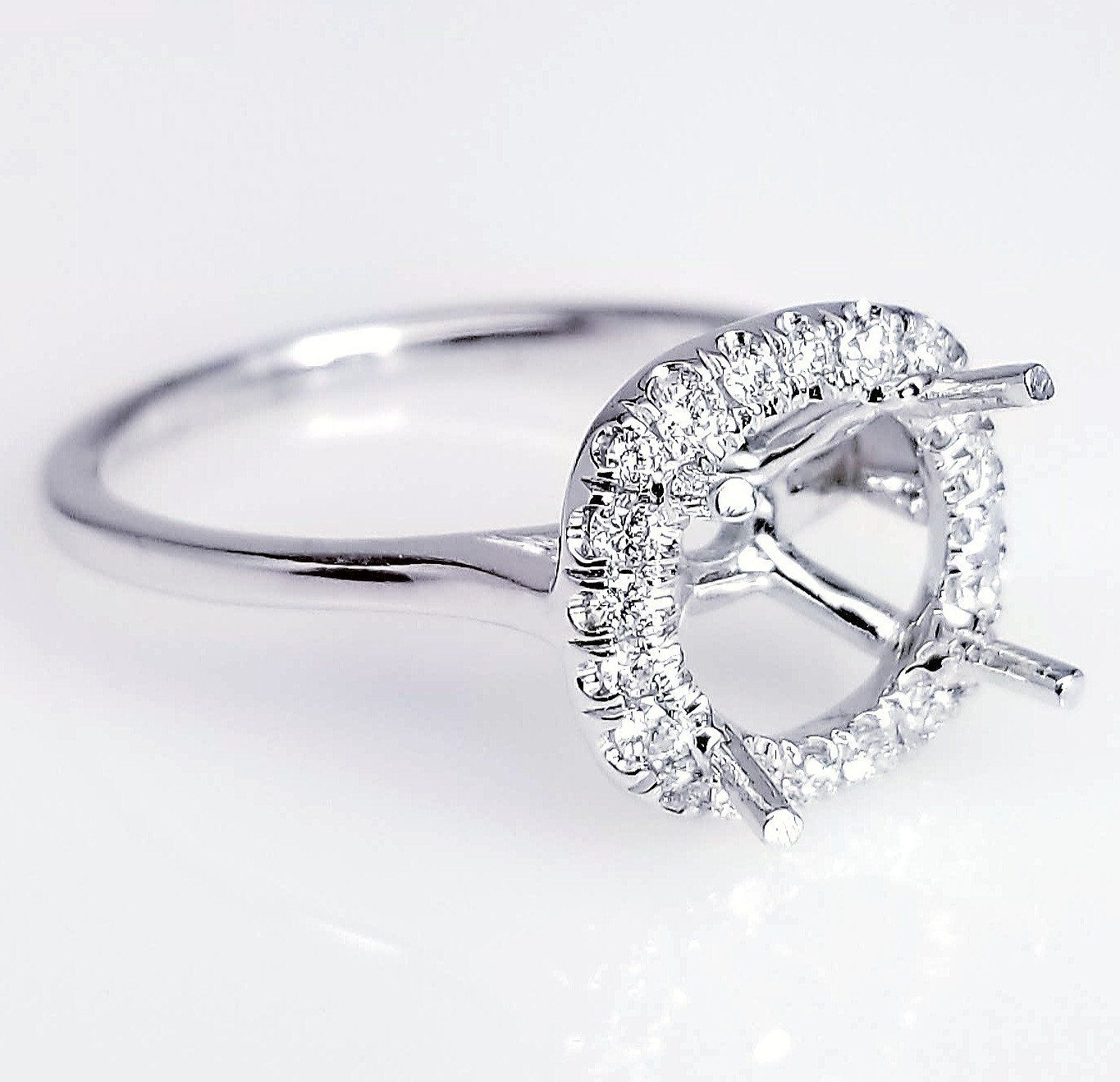 "ENGR03112" Scoop Pave Diamond Halo Engagement Ring Setting