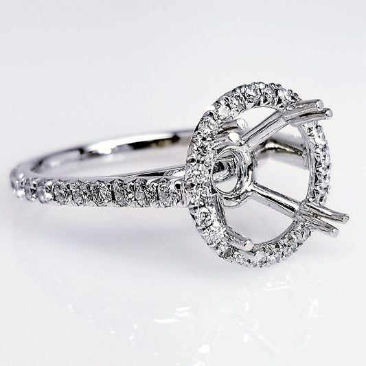 "ENGR02925" Round Cut Pave Diamond Halo Engagement Ring Setting
