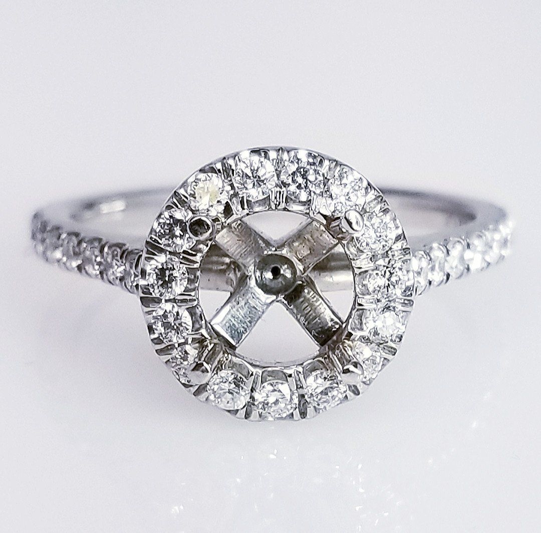 "ENGR02946" Pave Halo Diamond Engagement Ring Setting
