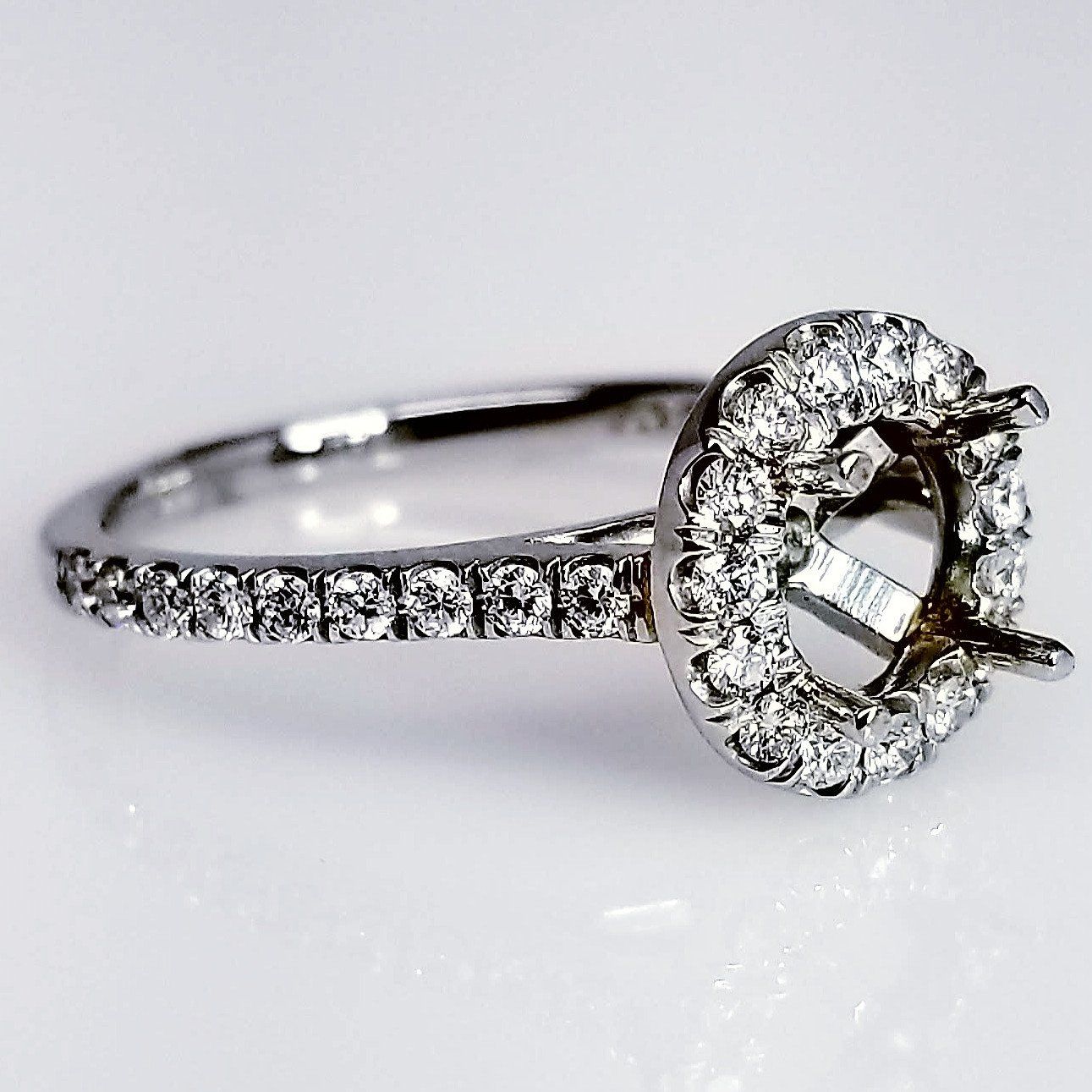 "ENGR02946" Pave Halo Diamond Engagement Ring Setting