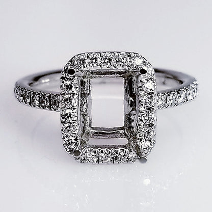 "ENGR02036" Halo Emerald Cut Engagement Ring Setting For An Emerald Cut Diamond Or Gem