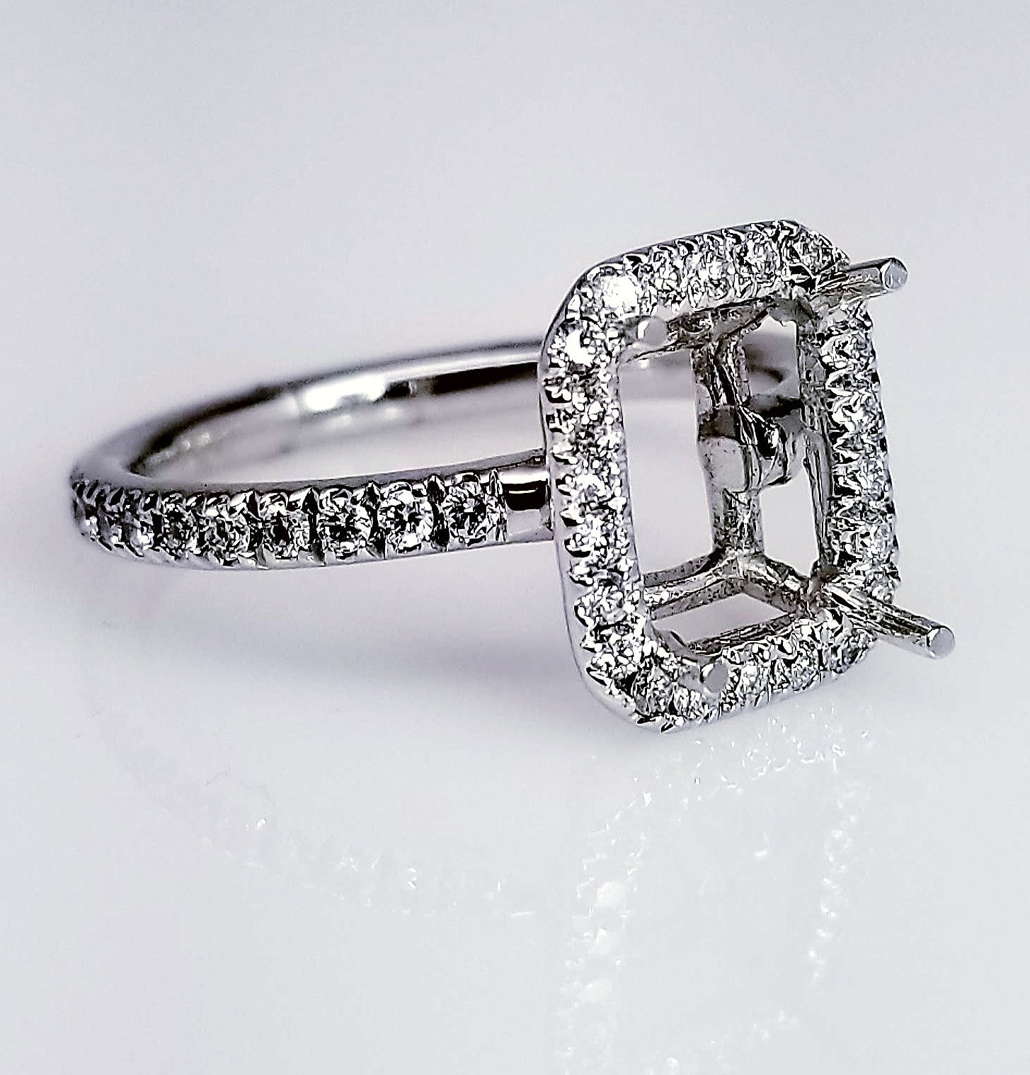 "ENGR02036" Halo Emerald Cut Engagement Ring Setting For An Emerald Cut Diamond Or Gem