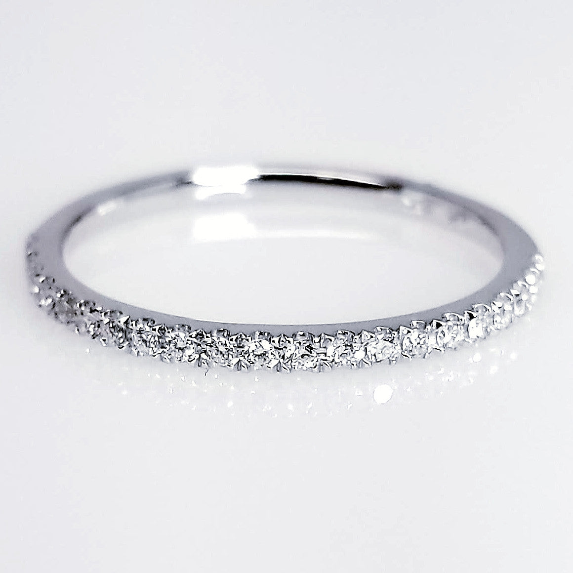 "DBAND01918" Pave Diamond Wedding Band in 18K White Gold