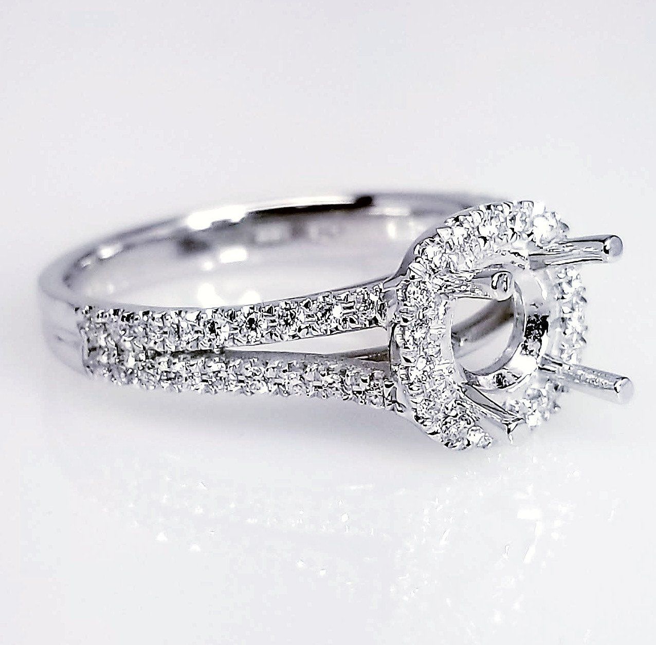"ENGR03152" Split Diamond Engagement Ring Setting With A Matching Diamond Band