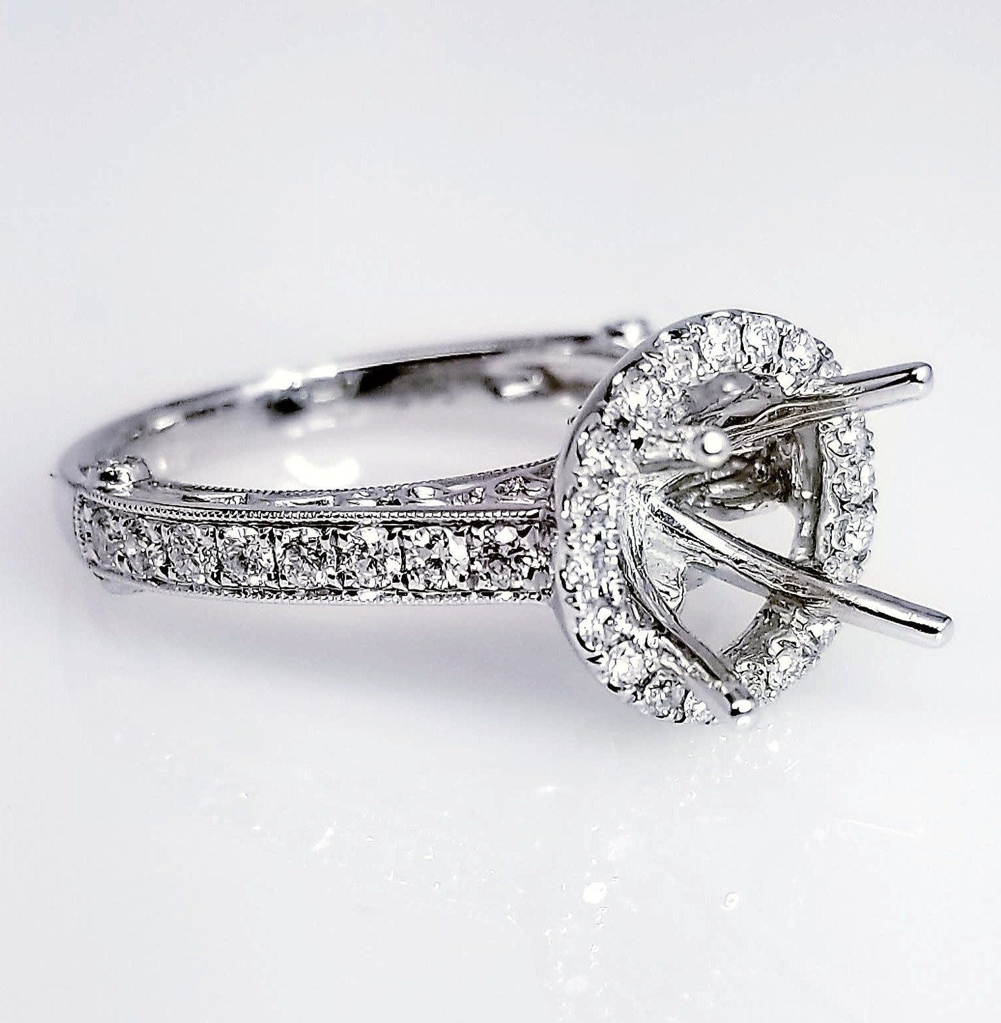"ENGR02977" Filigree Diamond Round Cut Engagement Ring Setting