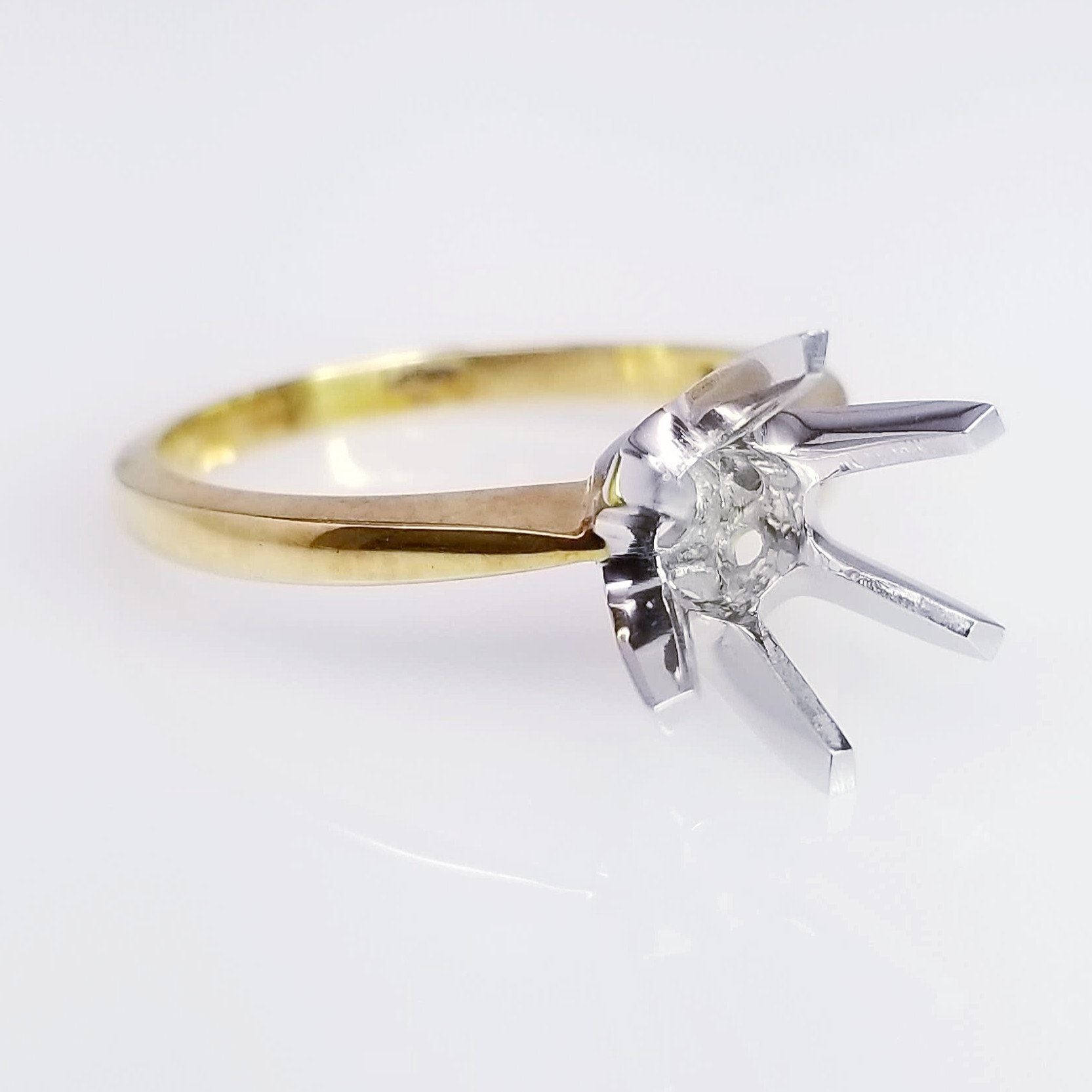 Two Tone Tulip Six Prong Diamond Engagement Ring Setting