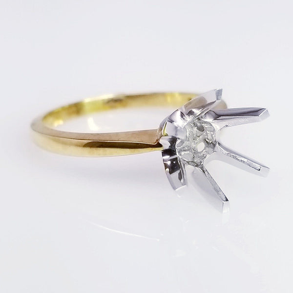 Two Tone Tulip Six Prong Diamond Engagement Ring Setting