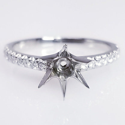 "ENGR03156" Classic Six Prong Pave Diamond Engagement Ring Setting
