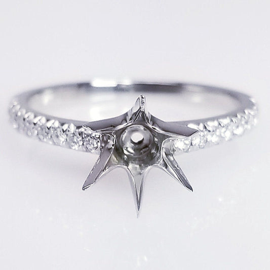 "ENGR03156" Classic Six Prong Pave Diamond Engagement Ring Setting
