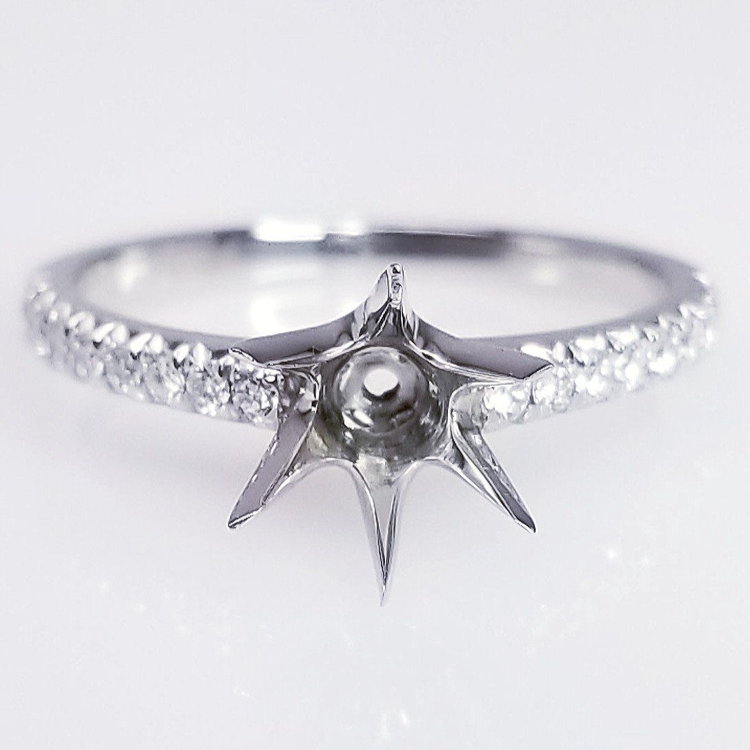 "ENGR03156" Classic Six Prong Pave Diamond Engagement Ring Setting