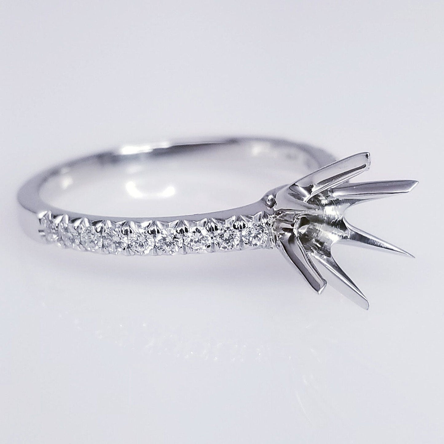 "ENGR03156" Classic Six Prong Pave Diamond Engagement Ring Setting