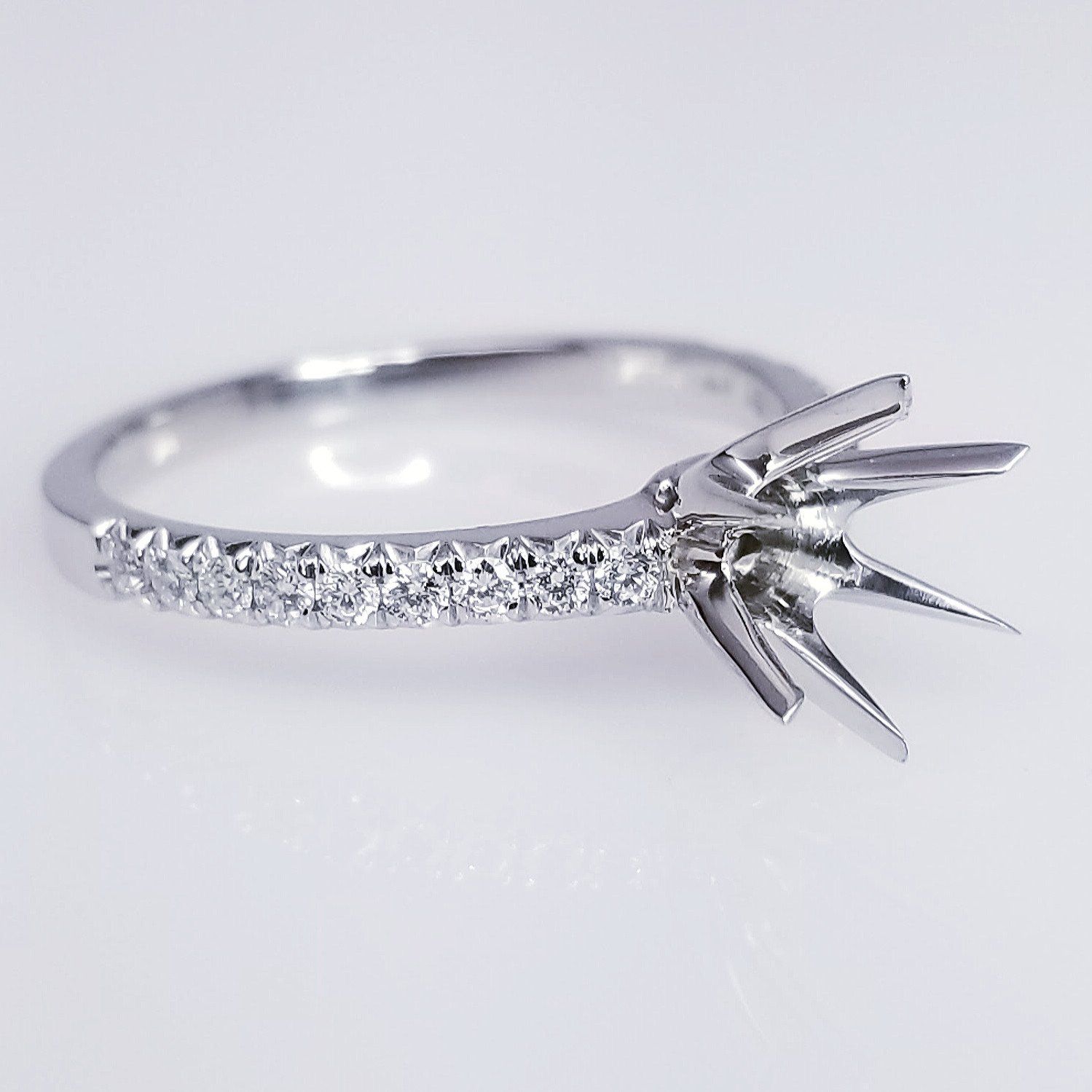 "ENGR03156" Classic Six Prong Pave Diamond Engagement Ring Setting