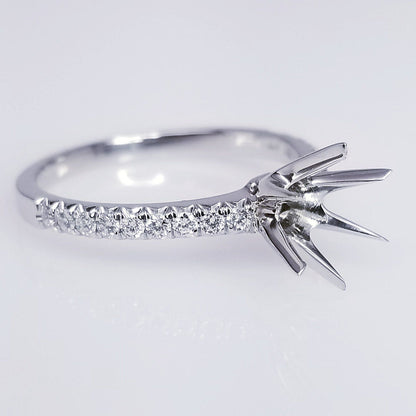 "ENGR03156" Classic Six Prong Pave Diamond Engagement Ring Setting