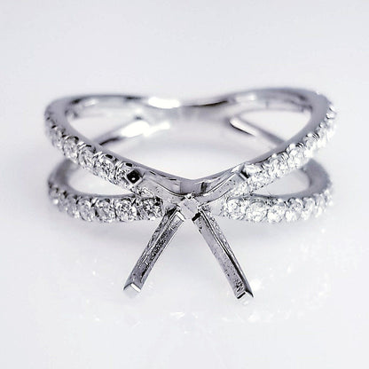 "ENGR02715" Split Shank Pave Diamond Engagement Ring Setting 0.82cts