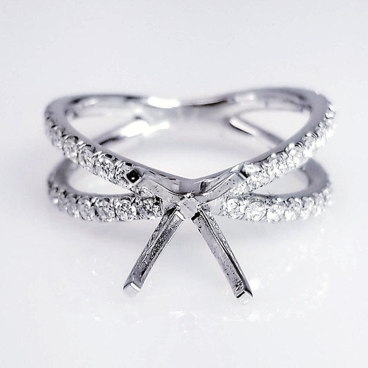 "ENGR02715" Split Shank Pave Diamond Engagement Ring Setting 0.82cts