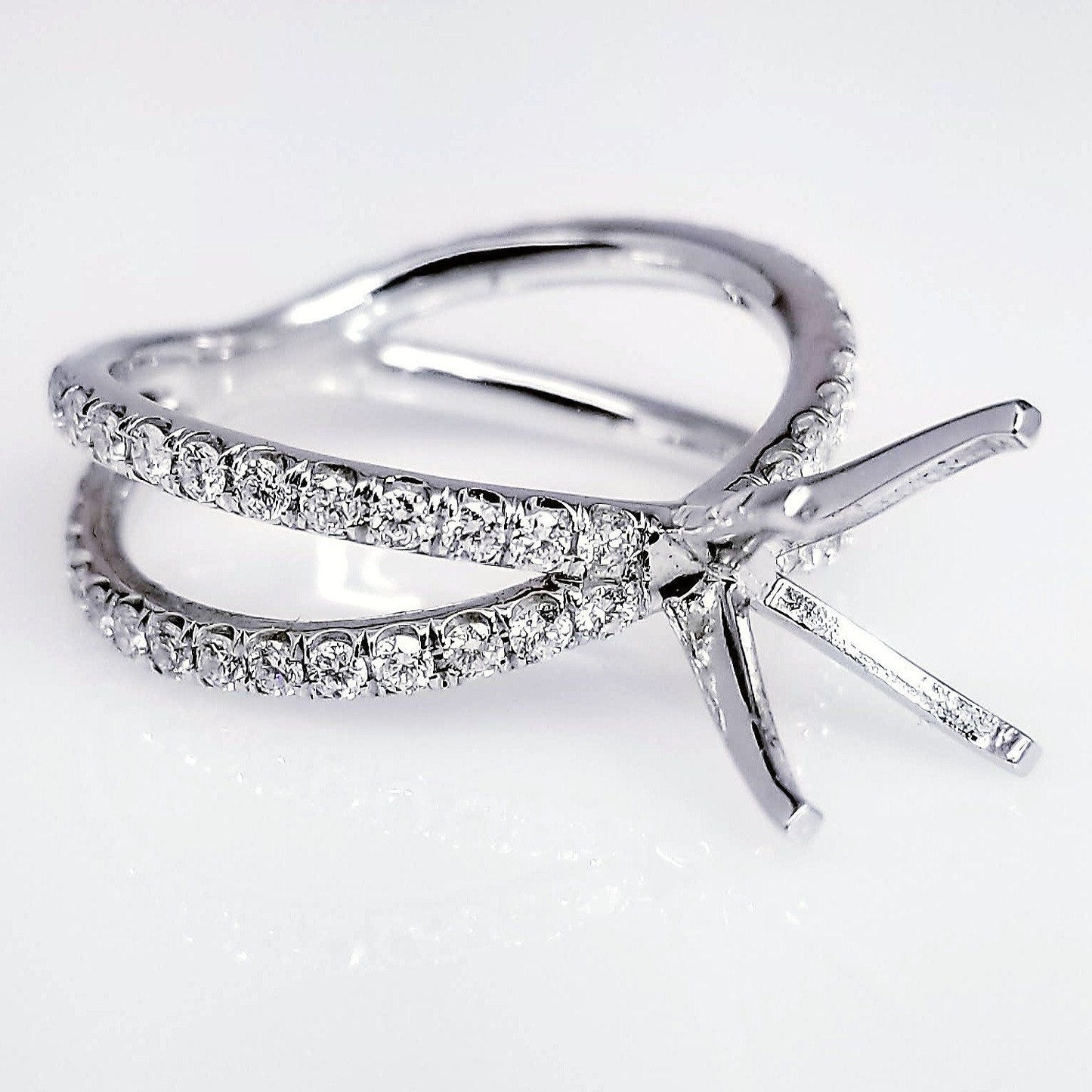 "ENGR02715" Split Shank Pave Diamond Engagement Ring Setting 0.82cts