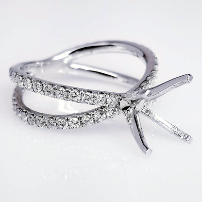 "ENGR02715" Split Shank Pave Diamond Engagement Ring Setting 0.82cts