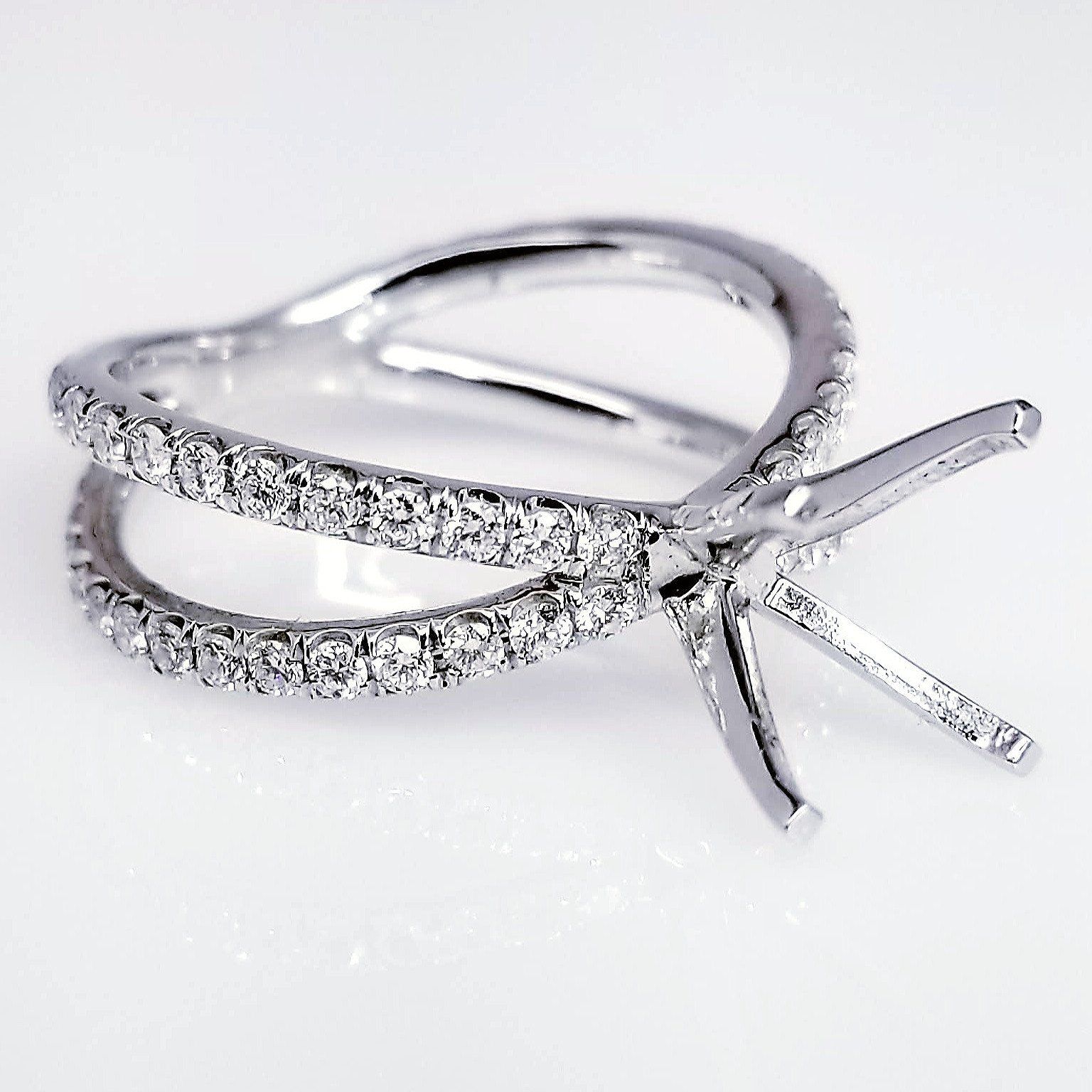 "ENGR02715" Split Shank Pave Diamond Engagement Ring Setting 0.82cts