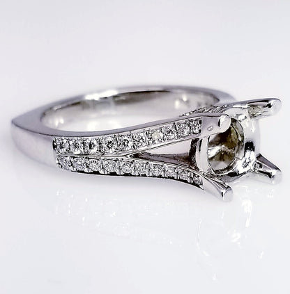 "ENGR01952" Round Brilliant Cut Setting With A Split Shank Heavy Platinum European
