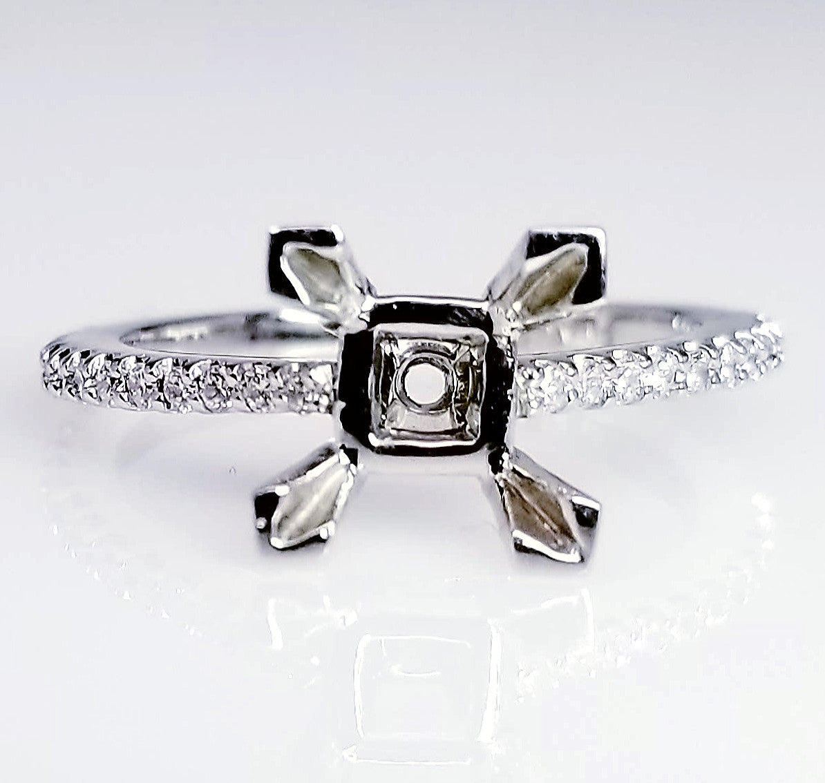 "ENGR02208" Princess Cut Pave Diamond Engagement Ring Setting in Platinum