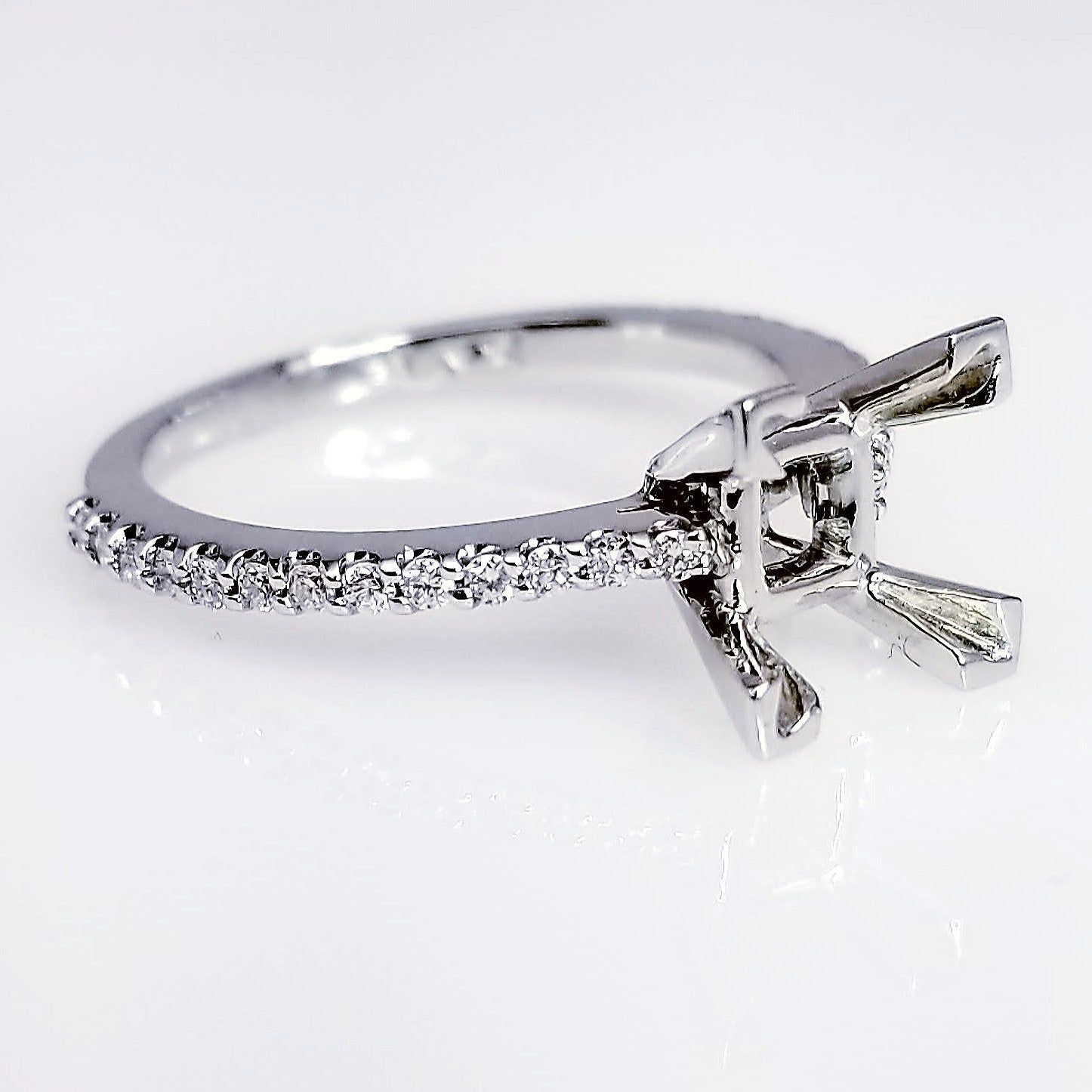 "ENGR02208" Princess Cut Pave Diamond Engagement Ring Setting in Platinum