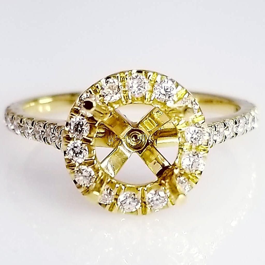 "ENGR02945" Yellow Gold Halo Set Pave Diamond Engagement Ring Setting