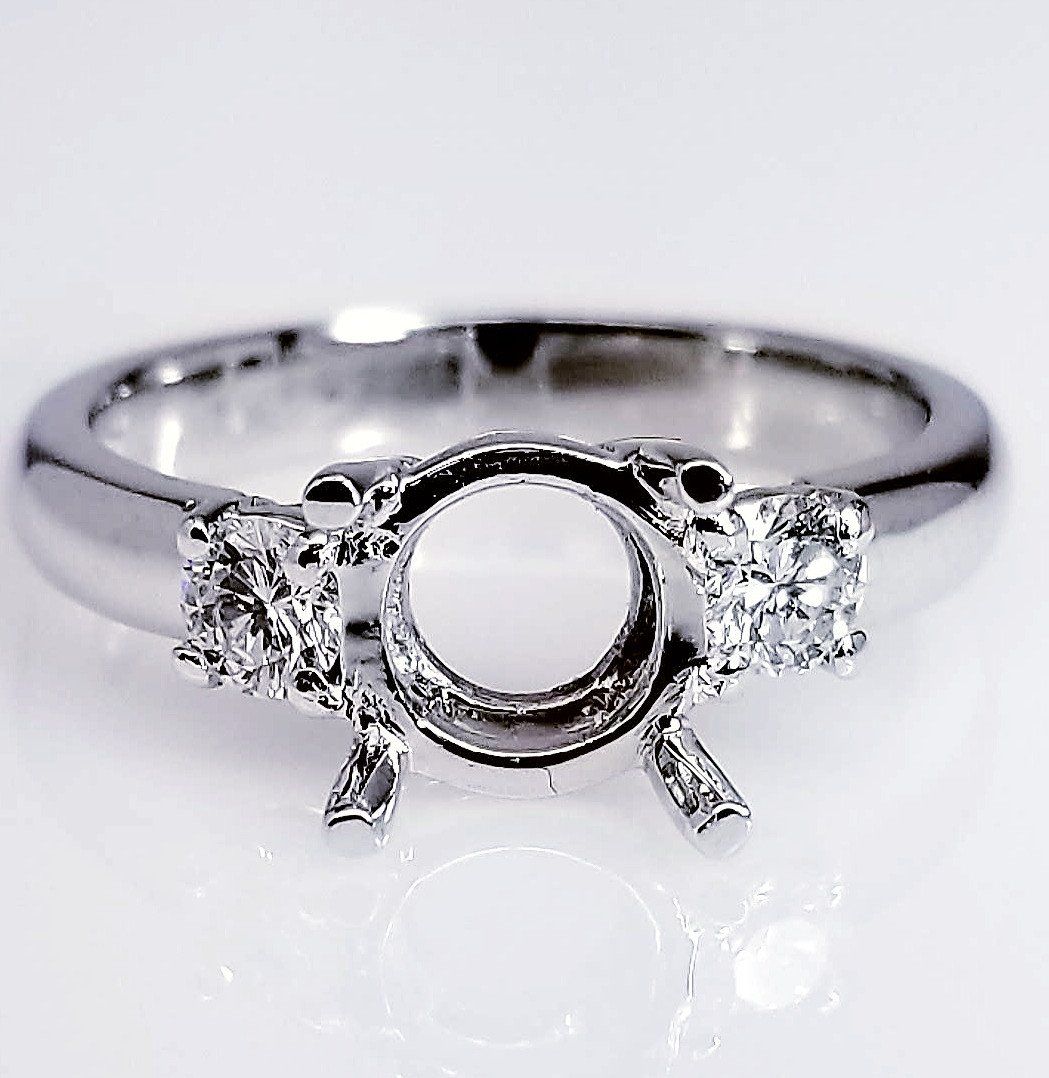 "ENGR02822" Three Stone Diamond Engagement Ring Setting