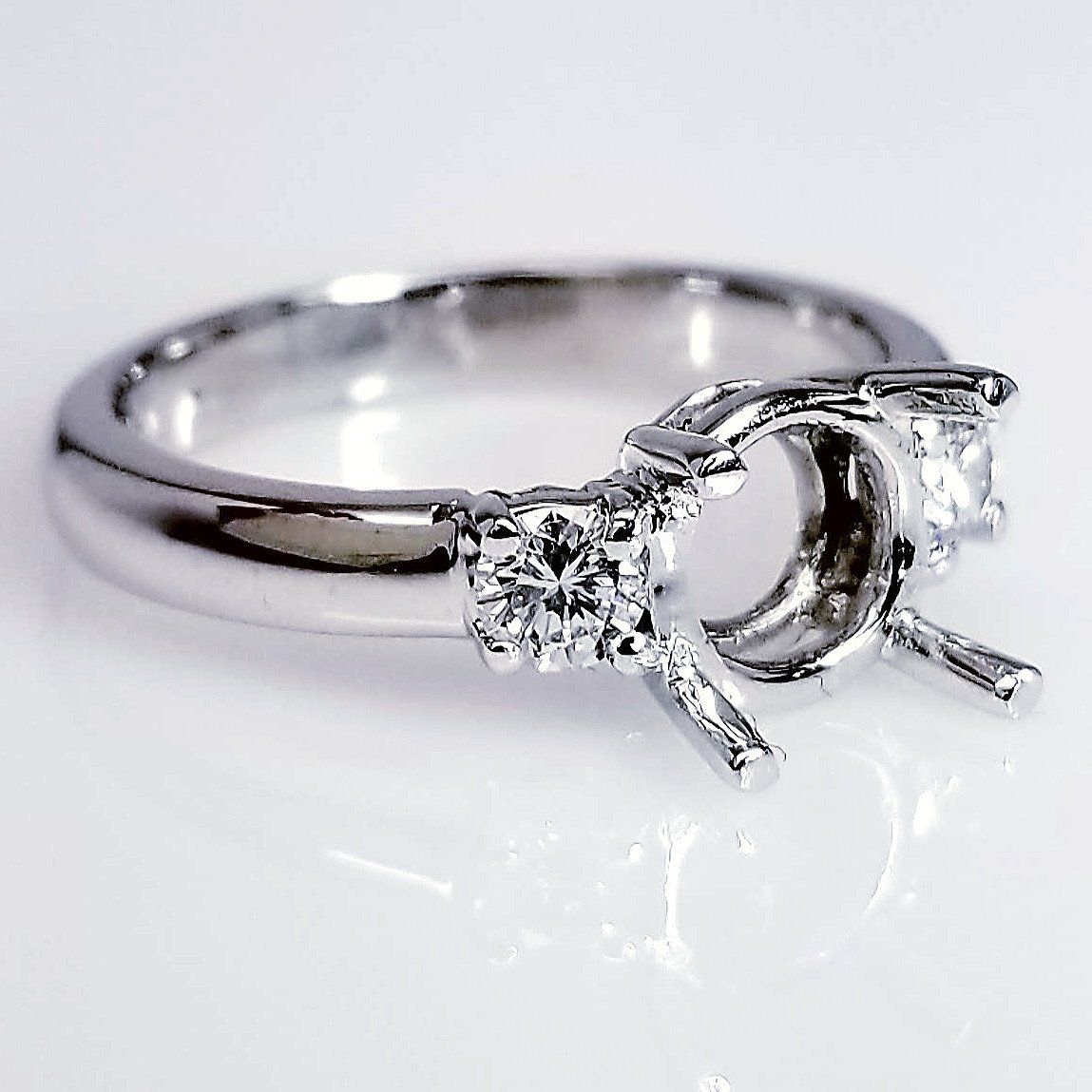 "ENGR02822" Three Stone Diamond Engagement Ring Setting