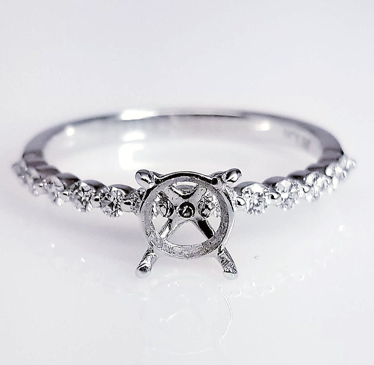 "ENGR02796" Solitaire Diamond Engagement Ring Setting With Side Round Diamonds