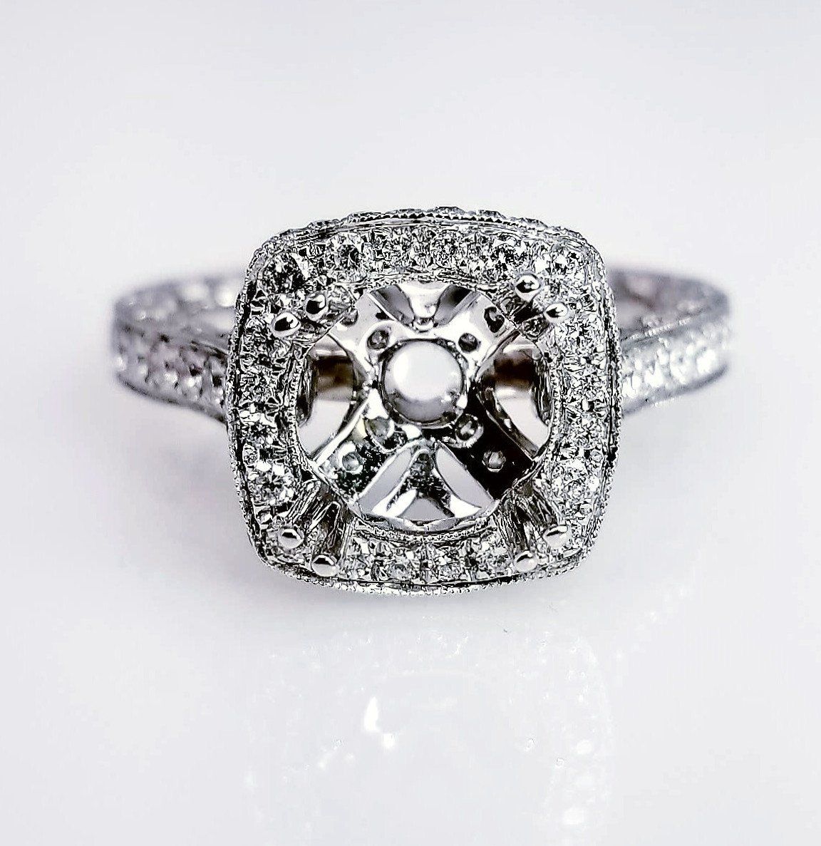 "ENGR03181" Vintage Style Halo Diamond Engagement Ring Setting
