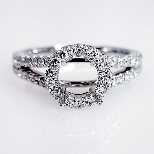 "ENGR03180" Halo Split Shank Diamond Engagement Ring Setting
