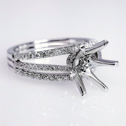 "ENGR02786" Six Prong Triple Split Diamond Pave Engagement Ring Setting