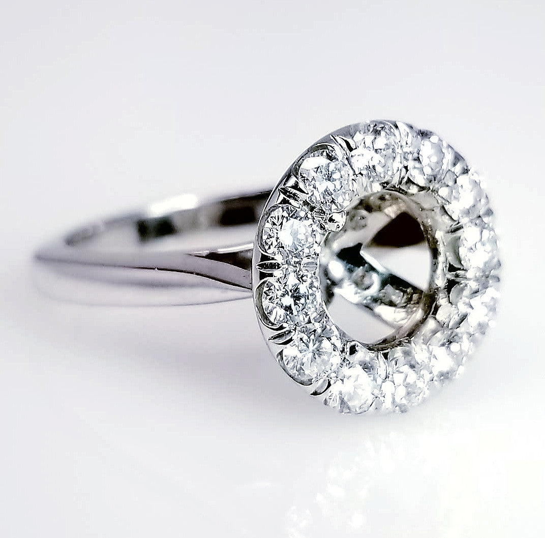 "ENGR02162" Large Pave Diamonds Halo Set Diamond Engagement Ring Setting