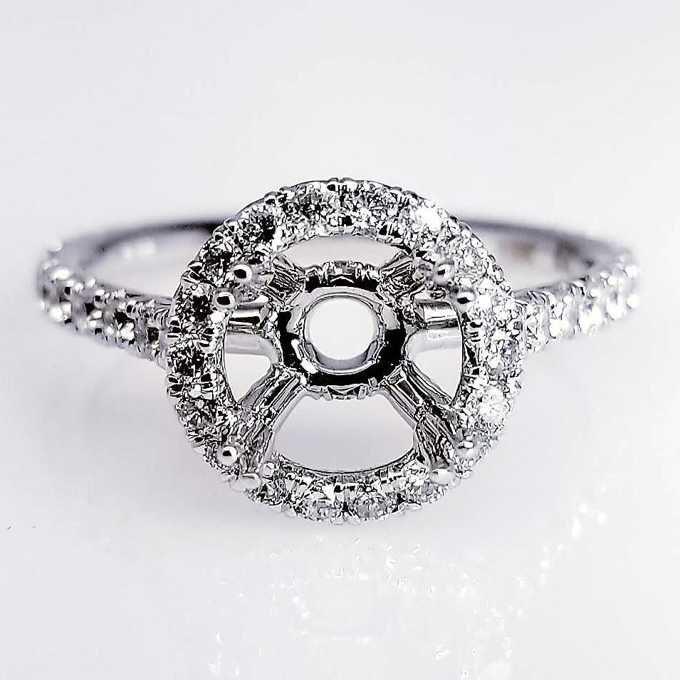"ENGR02907" Halo Diamond Engagement Ring Setting With Secret Pave Diamonds
