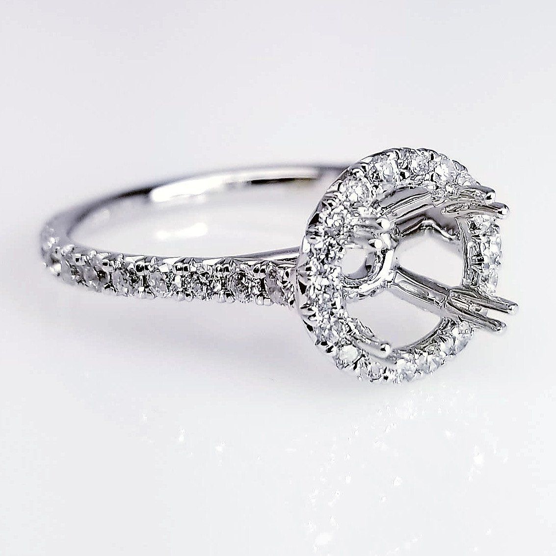 "ENGR02907" Halo Diamond Engagement Ring Setting With Secret Pave Diamonds