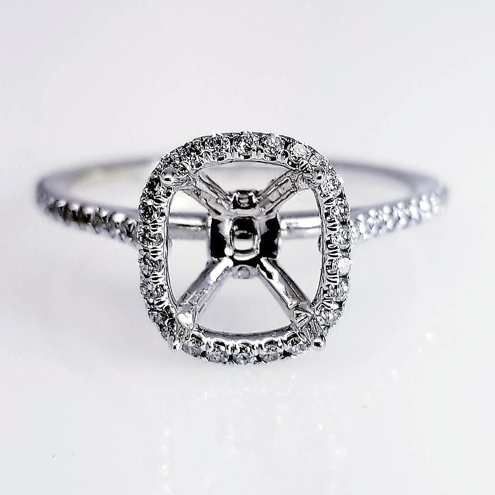 "ENGR02620" Delicate Cushion Cut Halo Style Diamond Engagement Ring Setting