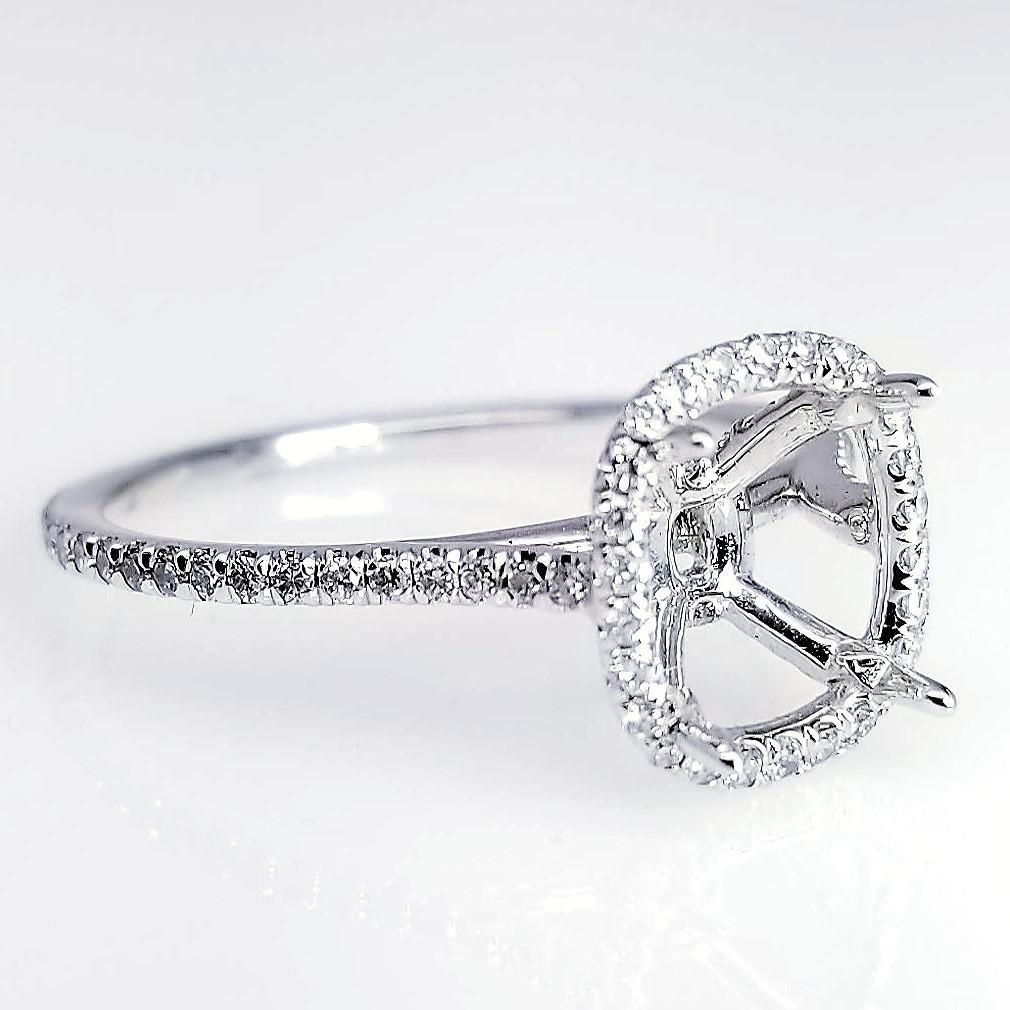 "ENGR02620" Delicate Cushion Cut Halo Style Diamond Engagement Ring Setting