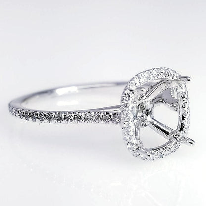 "ENGR02620" Delicate Cushion Cut Halo Style Diamond Engagement Ring Setting
