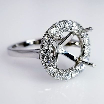 "ENGR02985" Halo Diamond Engagement Ring Setting With Secret Diamonds On The Pegs