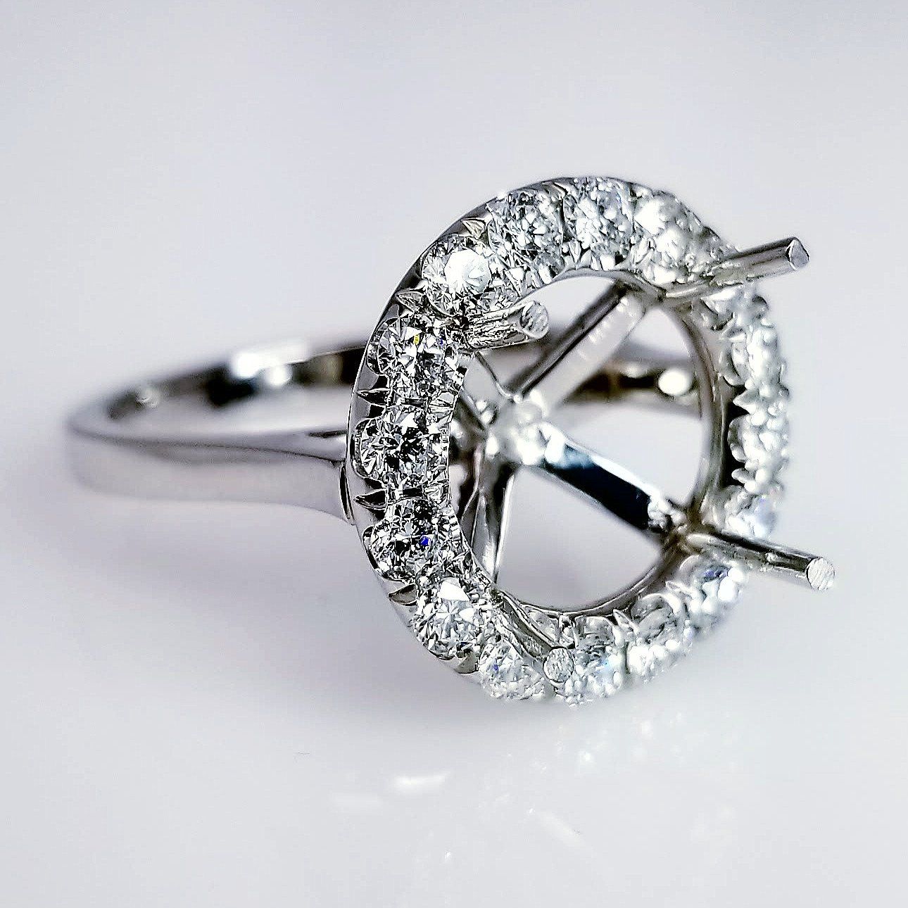 "ENGR02985" Halo Diamond Engagement Ring Setting With Secret Diamonds On The Pegs