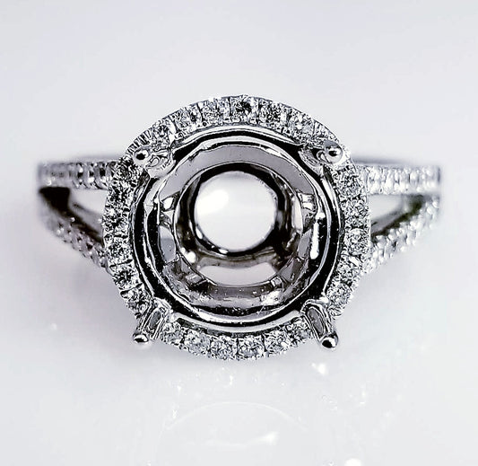 "ENGR01960" Halo Diamond Engagement Ring Setting With A Split Shank Design