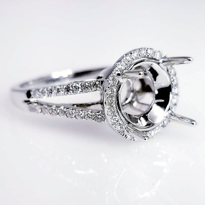 "ENGR01960" Halo Diamond Engagement Ring Setting With A Split Shank Design