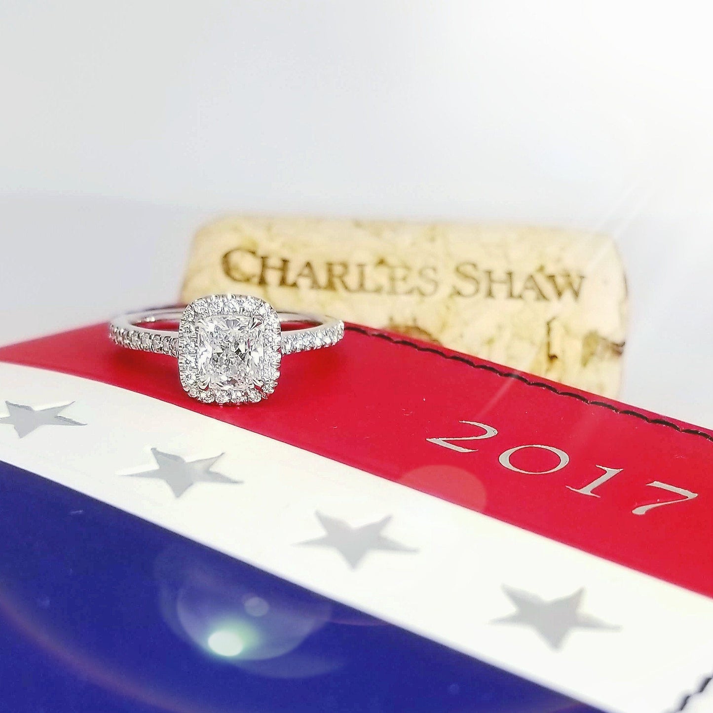 "ENGR03065" New Cushion Cut Delicate Halo Set Diamond Engagement Ring ENGR03065
