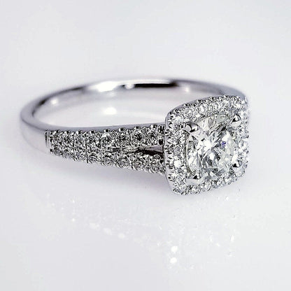 "ENGR03037" Round Cut Split Shank Cushion Halo Diamond Engagement Ring ENGR03037