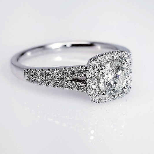 "ENGR03037" Round Cut Split Shank Cushion Halo Diamond Engagement Ring ENGR03037