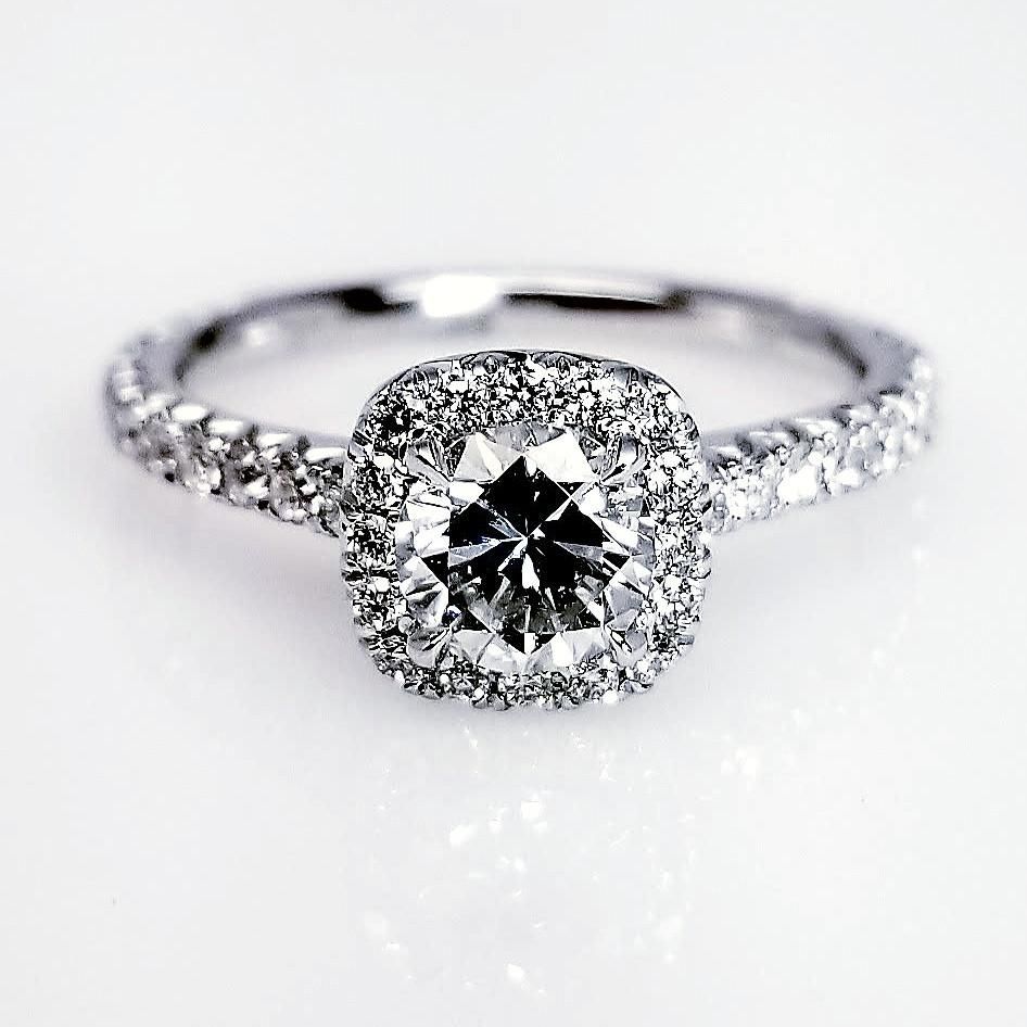 "ENGR03116" Round Cut Halo Set Diamond Engagement Ring