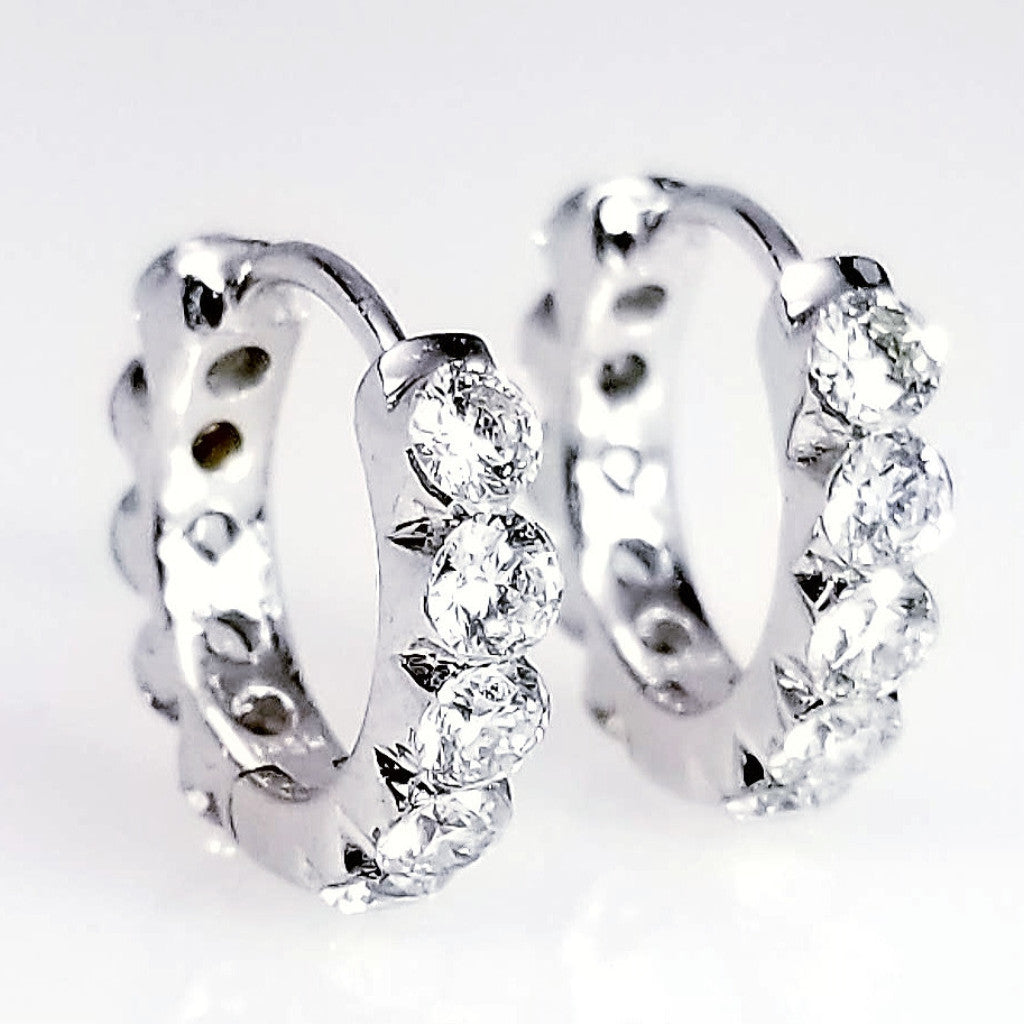 "EARR01341" Huggie Earrings Inside Out With Diamonds