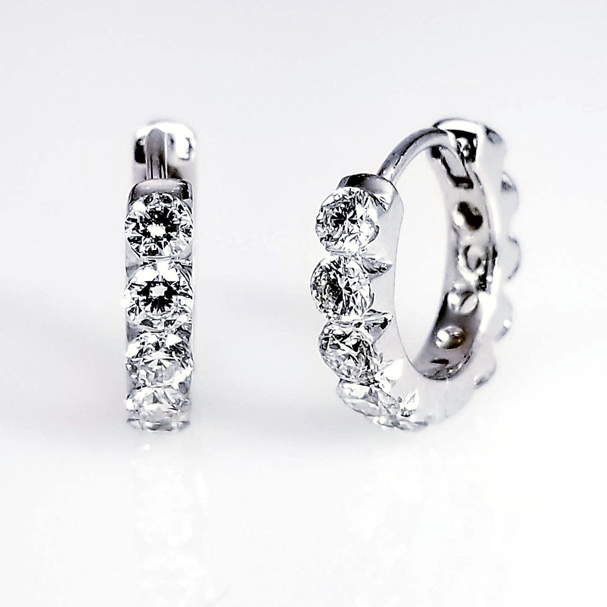 "EARR01341" Huggie Earrings Inside Out With Diamonds