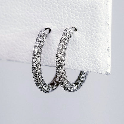 "EARR01340" Pave Diamond Hoop Huggie Earrings